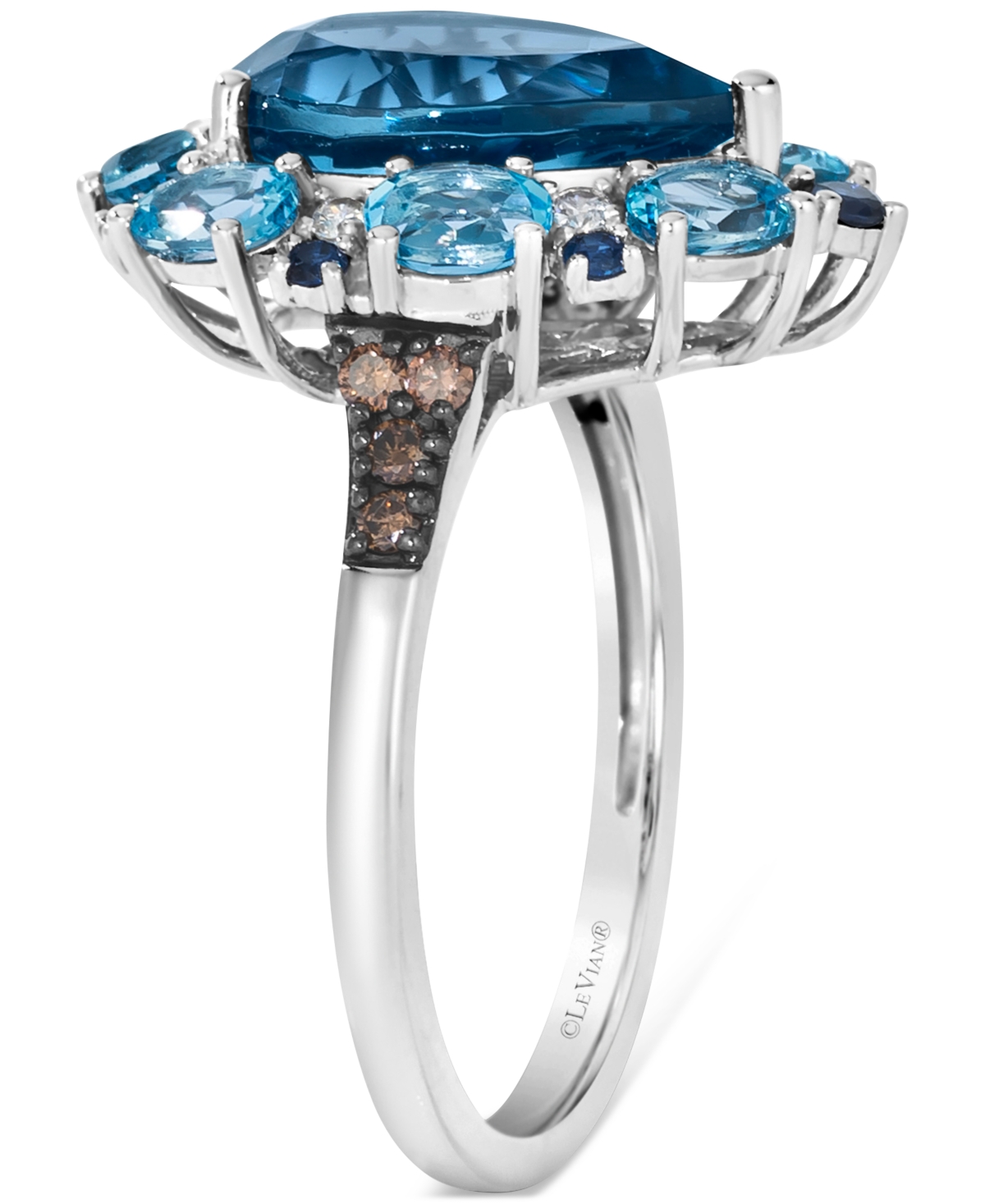 Le Vian Multi-Gemstone (4-1/2 ct. t.w.) & Diamond (1/6 ct. t.w.) Pear-Shape Ring in 14k White Gold - 14K Vanilla Gold Ring