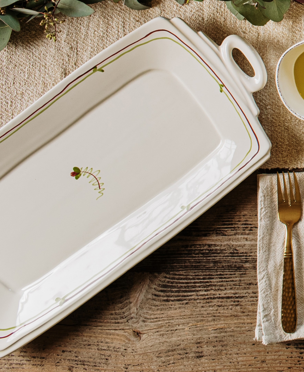 VIETRI LASTRA FIORI DI BOSCO HANDLED RECTANGULAR PLATTER 