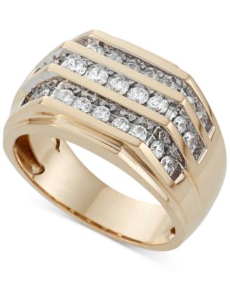 mens 3 row diamond ring