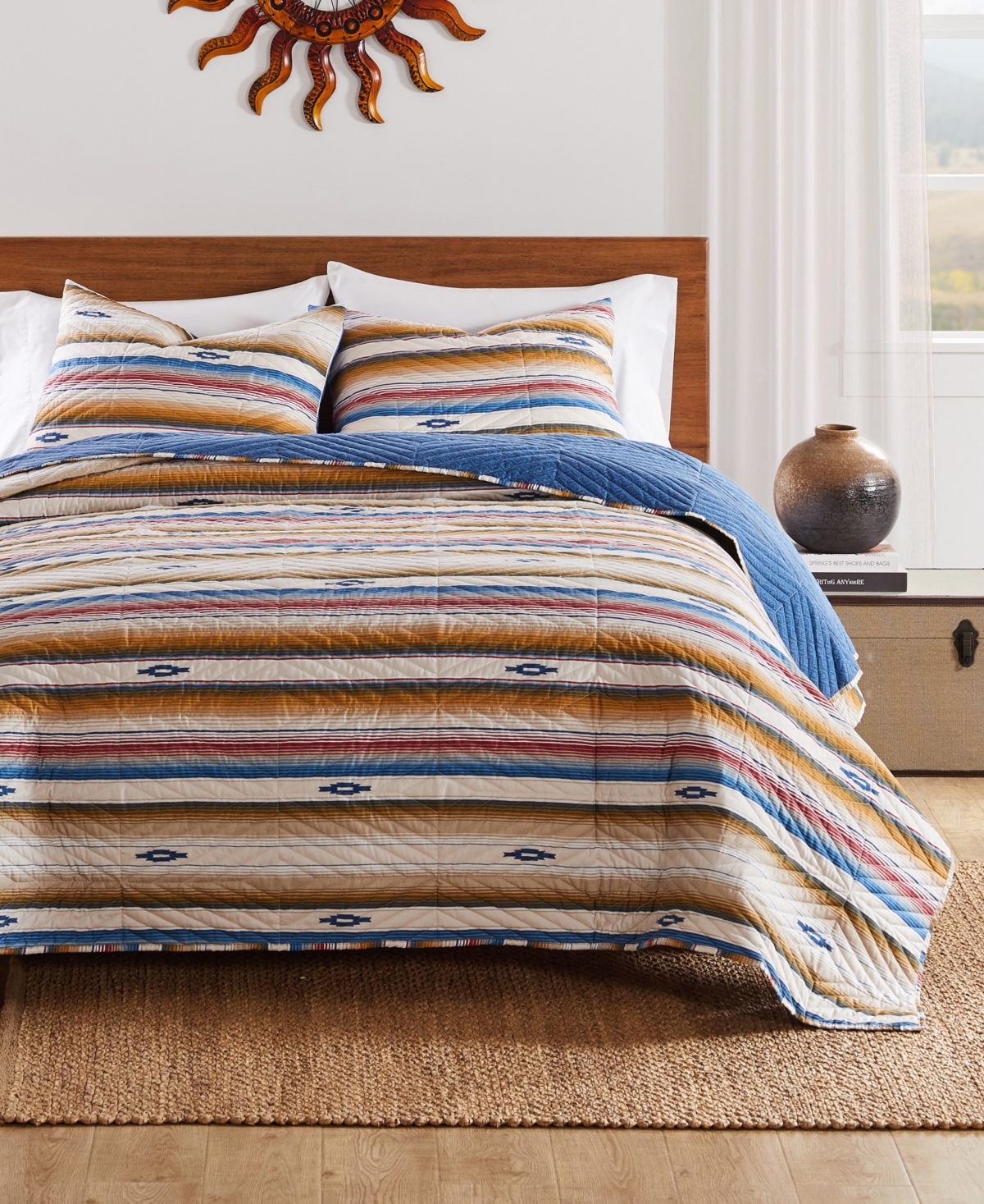 Greenland Home Fashions Painted Desert Southwestern 3-pc. Quilt Set, Full/queen In Sapphire