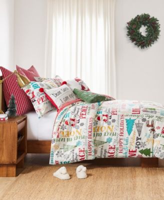 Merry Bright Santa Claus Lane Reversible 3-Pc. Comforter Set, King/California King