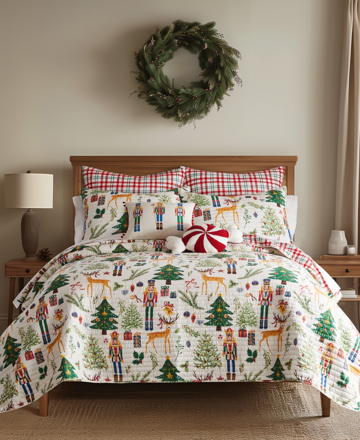 Levtex Nutcracker Reversible 3-pc. Quilt Set, King/california King In Green