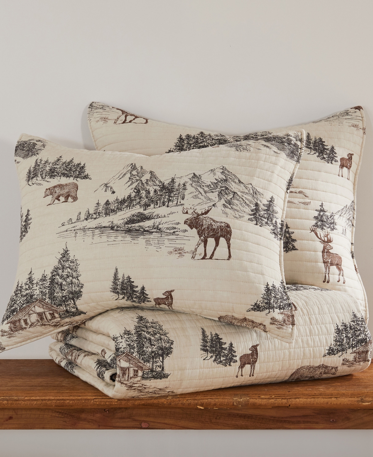 Levtex Lodge Toile Reversible 3-pc. Quilt Set, Full/queen In Tan