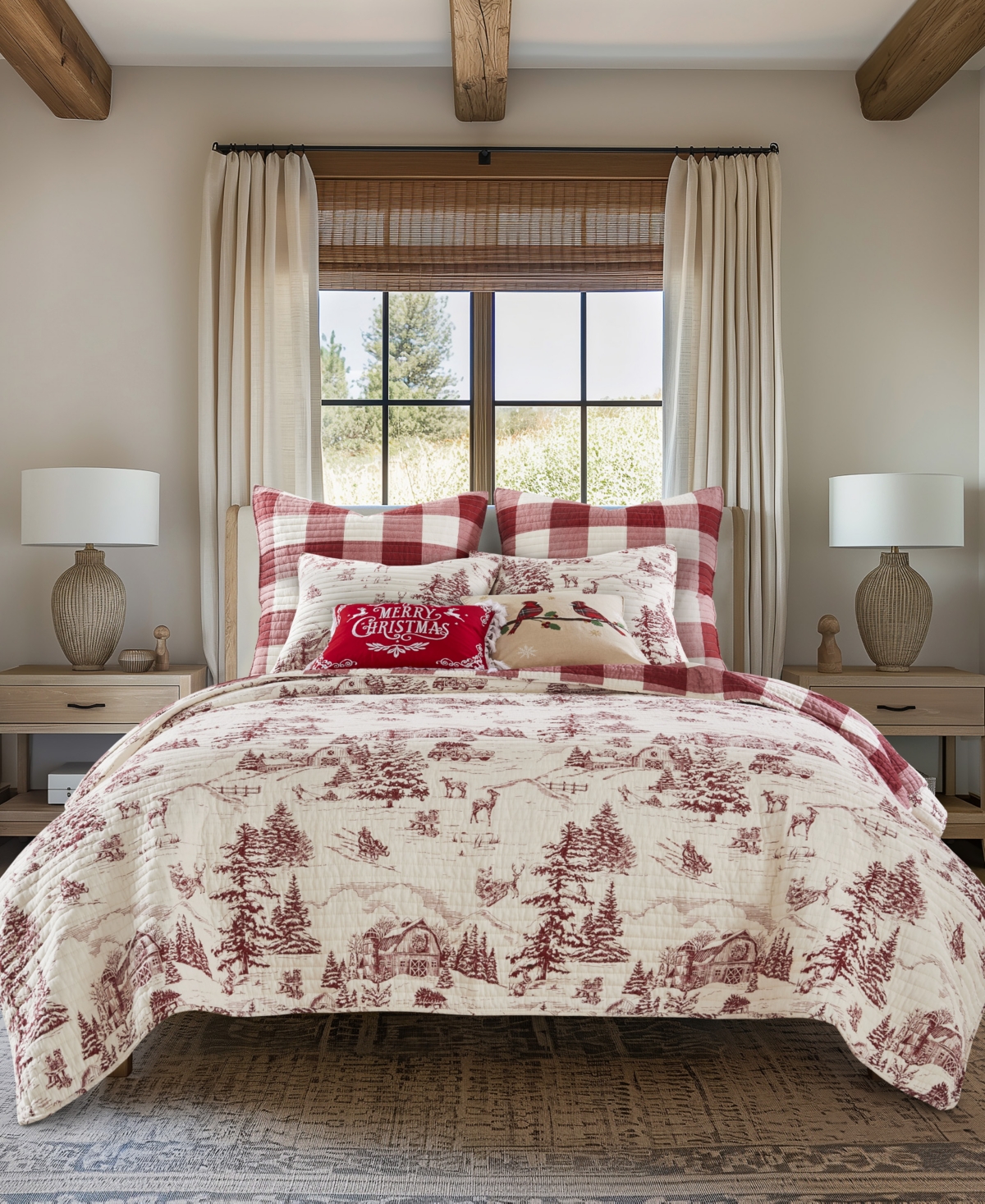 Levtex Winter Sleigh Ride Reversible 3-pc. Quilt Set, King/california King In Red