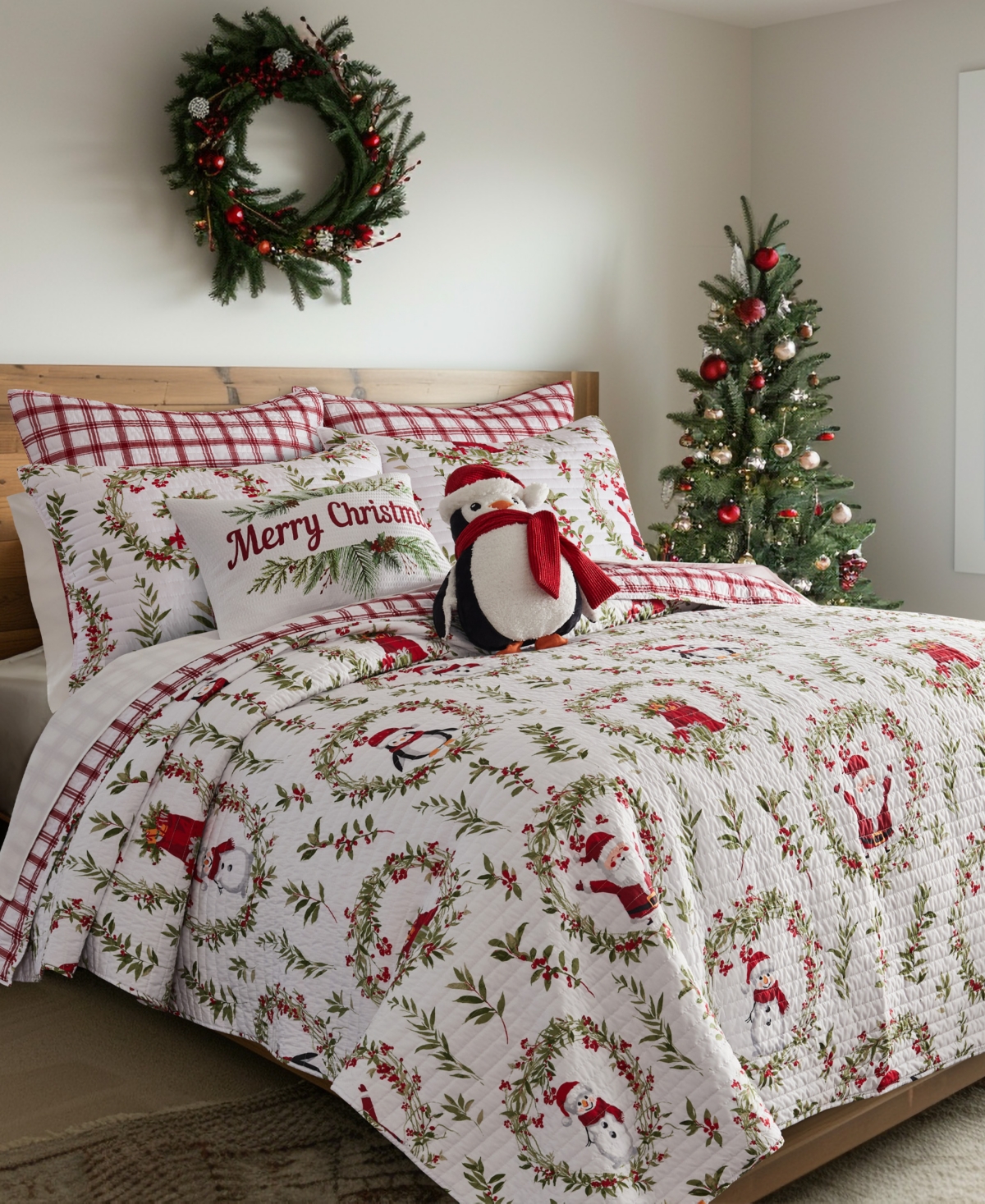 Levtex Merry Bright Pine Plaid Reversible 2-pc. Quilt Set, Twin/twin Xl In Red