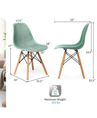 4 Pieces Modern Plastic Hollow Chair Set with Wood Leg
