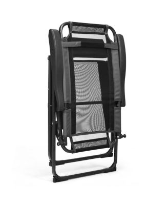 4 Pieces Patio Garden Adjustable Reclining Folding Chairs with Headrests