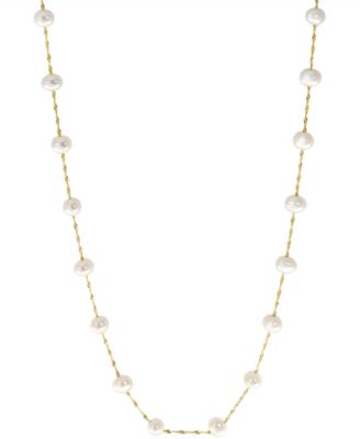 EFFY&reg; Cultured Freshwater Pearl Station 18" Necklace in 14k Gold (5-1/2mm)