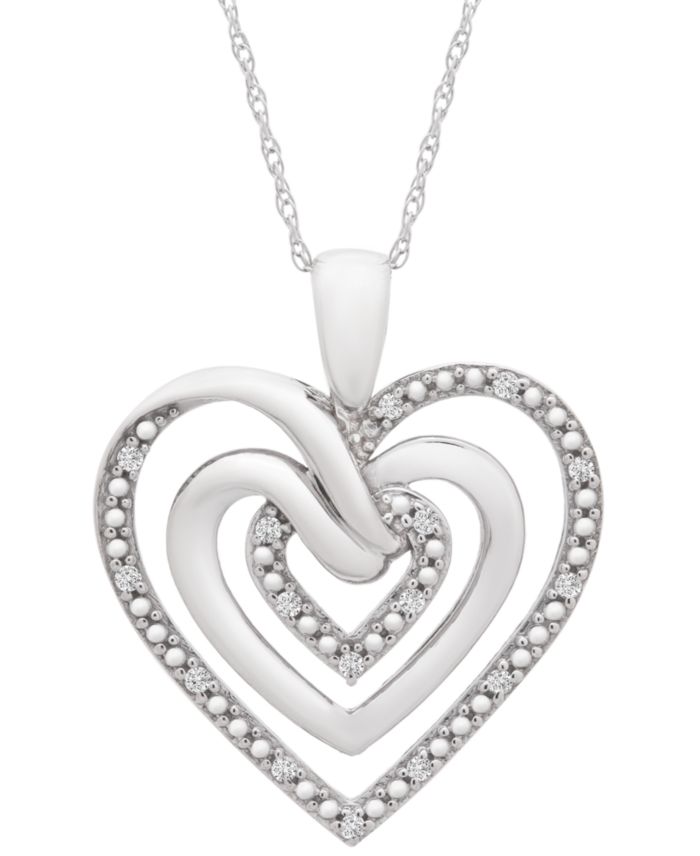 Diamond Multi-Heart 18" Pendant Necklace (1/10 ct. t.w.) in Sterling