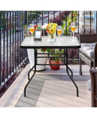 32" Outdoor Square Patio Dining Table with Convenient Umbrella Hole