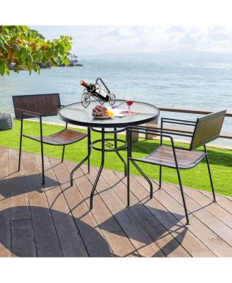 32" Round Outdoor Patio Dining Table with Convenient Umbrella Hole