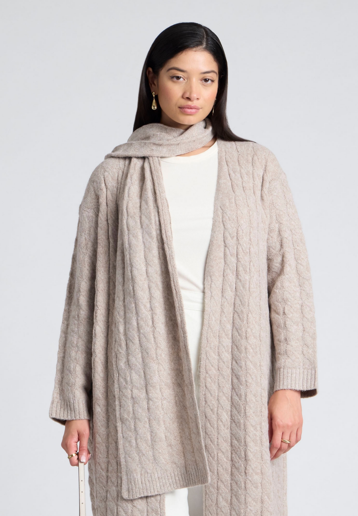 Eloquii Plus Size Sweater Scarf Knit Coat