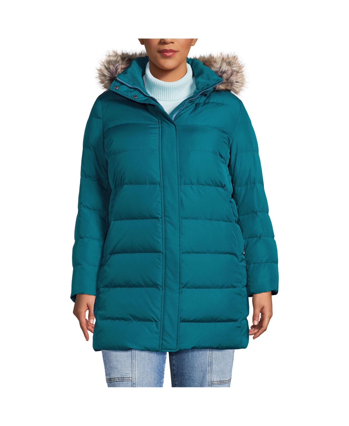 Lands End Plus Size Max 600 Down Puffer Coat Ivory pearl Smart Closet