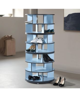 7-Tier Rotating Shoe Rack Organizer with 360° Spinning Lazy Susan Tower for Entryway and Closet