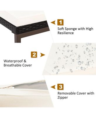 SUGIFT 2 Pieces Patio Rattan Reclining Chaise Lounge Chair with Cushion and Armrest