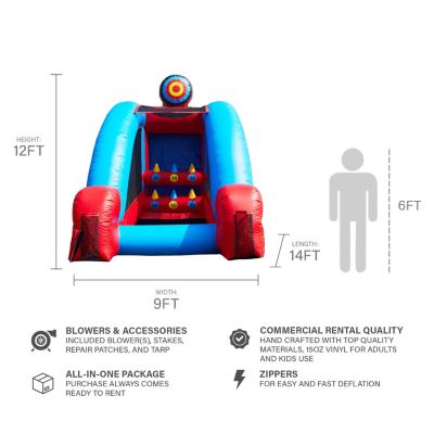 Knock IT Off Archery Target Game Inflatable with Air Blower (Accessories Not Included) , Kids and Adults, Commercial Grade, Rental Game, Knock Down Targets, Toss Throwing Game, Outdoor Indoor, 15oz PVC Vinyl, 90 LBS