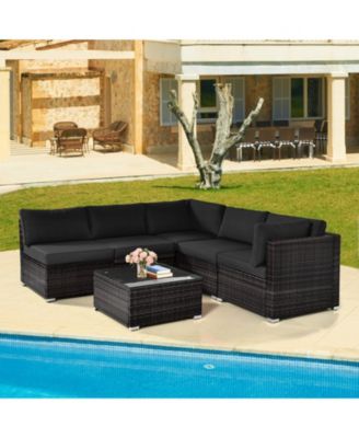 SUGIFT 6 Pieces Patio Rattan Furniture Set with Cushions