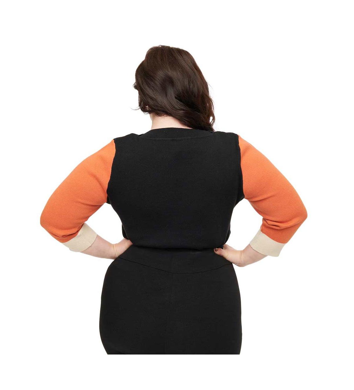Unique Vintage Plus Size Minou Sweater -orange foxes
