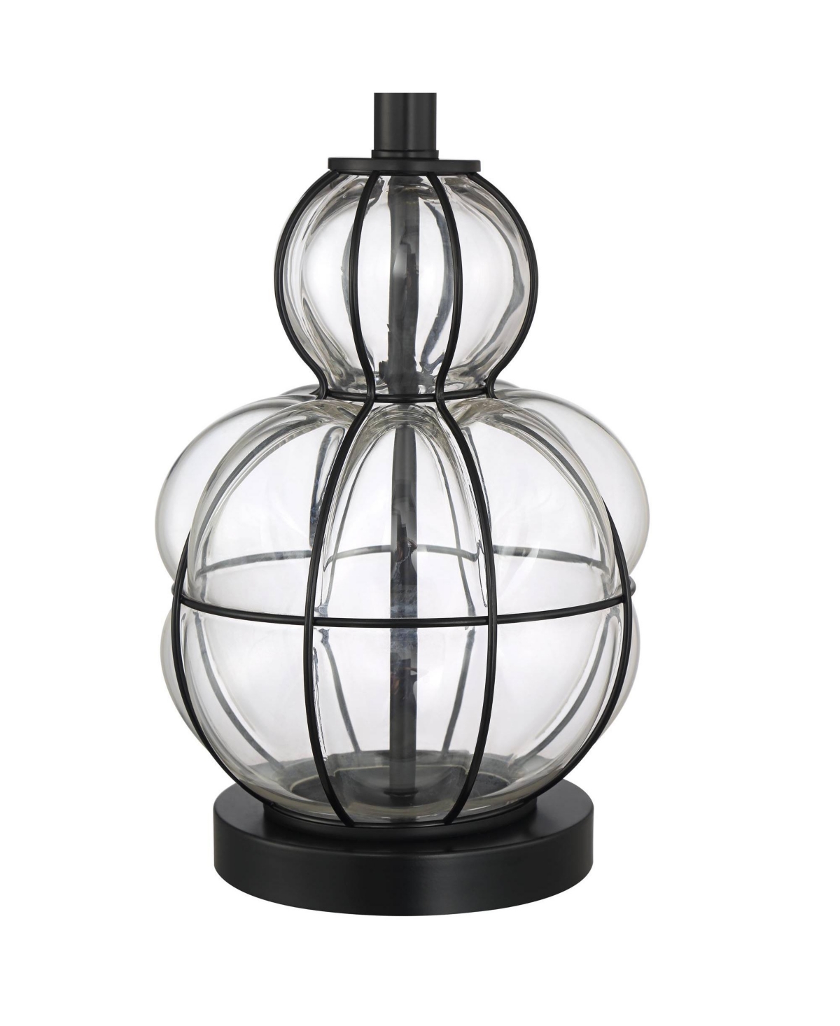 360 Lighting Eric Rustic Table Lamps High Set of 2 Dark Bronze Brown Clear Blown Glass Gourd Burlap Fabric Drum Shade for Living Room Bedroom Hous