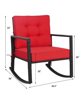 Patio Rattan Rocker Outdoor Glider Rocking Chair Cushion Lawn