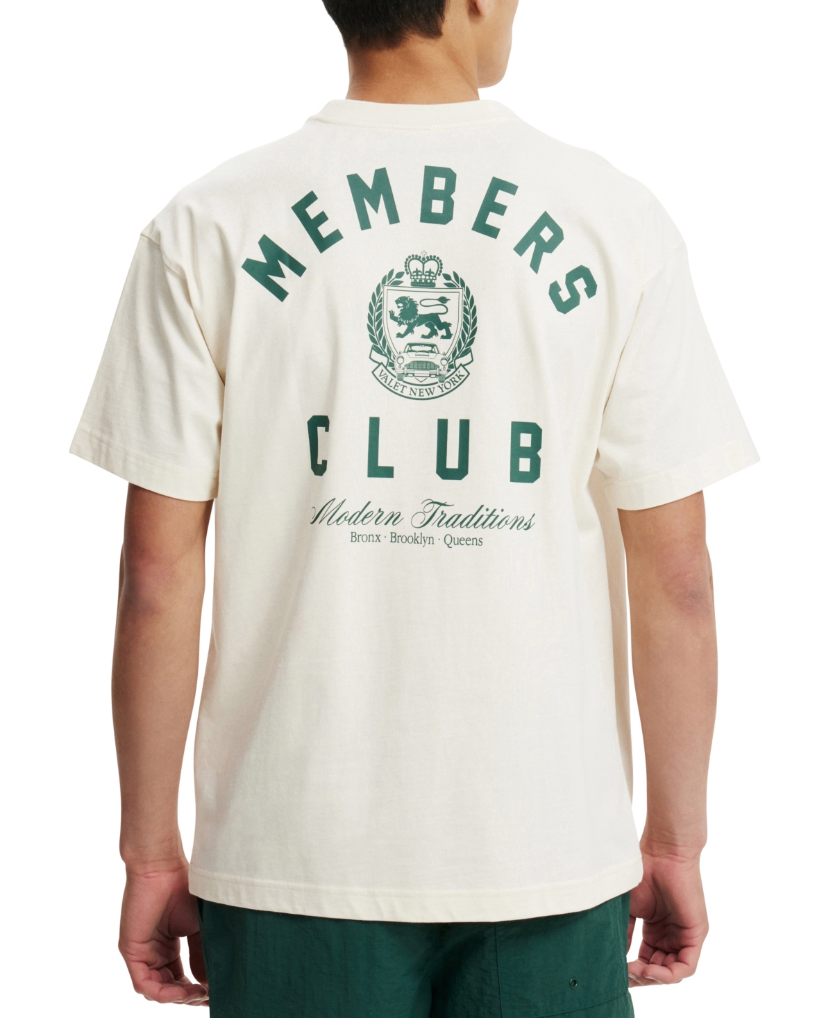 Cotton On Men's Box Fit Graphic T-Shirt -Members Club Green