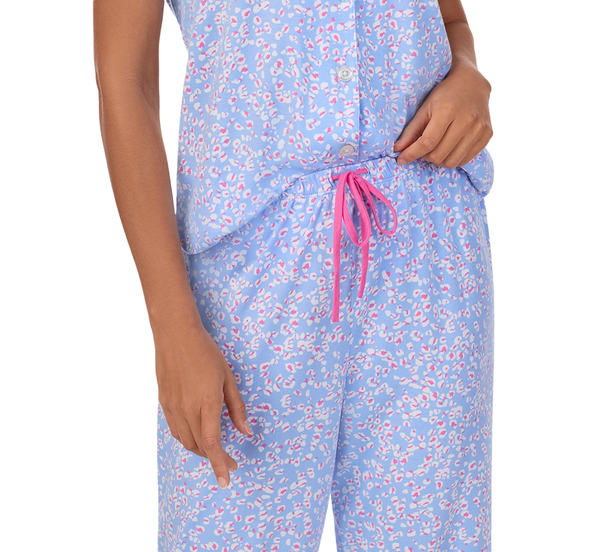 CUDDL DUDS WOMEN'S PRINTED COLLARED CROPPED PAJAMA SET 
