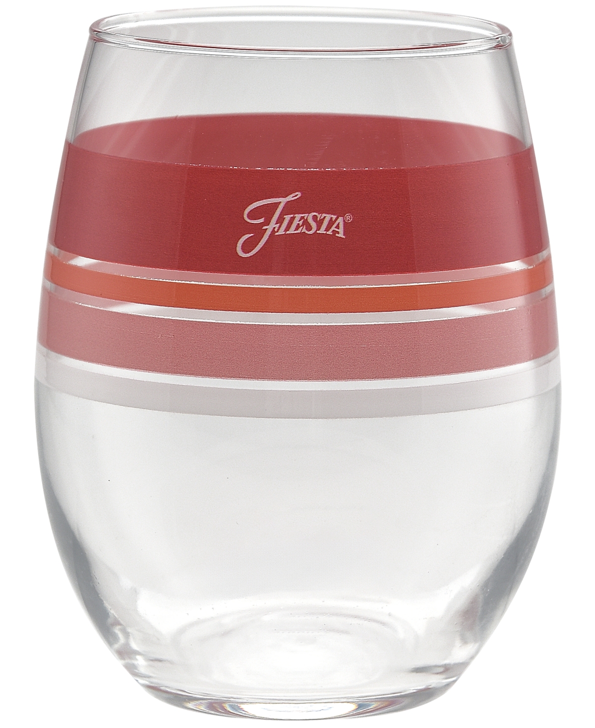 Fiesta Sunset Horizon Edgeline Stemless Wine Glass, Set Of 4 In Scarlet,poppy,peony,white