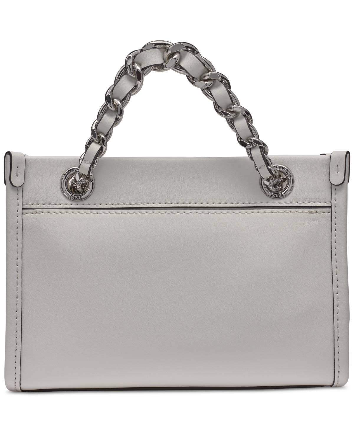 Karl Lagerfeld Savoie Small Leather Crossbody In White,silver