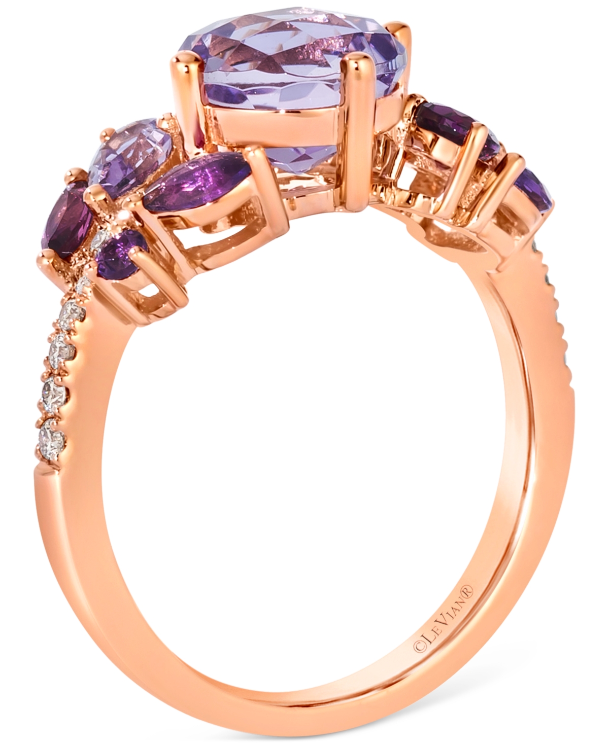 Le Vian Multi-Gemstone (2-3/8 ct. t.w.) & Nude Diamond (1/6 ct. t.w.) Cluster Ring in 14k Rose Gold - 14K Strawberry Gold Ring
