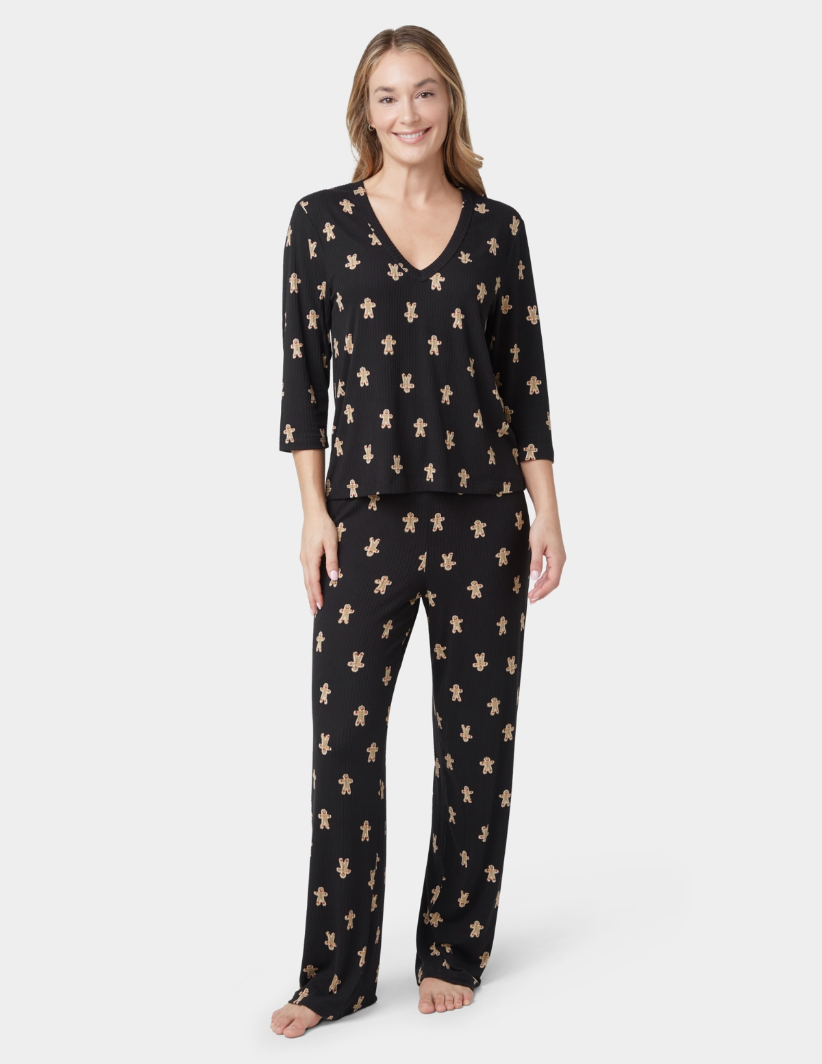 Hue Women's 2-pc. Ultra Ribbed Printed Pajama Set In Black