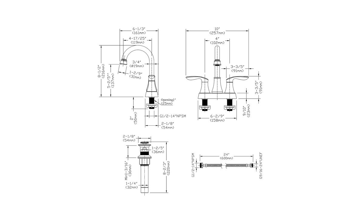 Slickblue BrushedBathroom Faucet with Pop-Up Drain & Supply Hoses, 2-Handle 360-Degree High Arc Swivel Spout, 4-Inch Centerset Vanity Sink Fauce