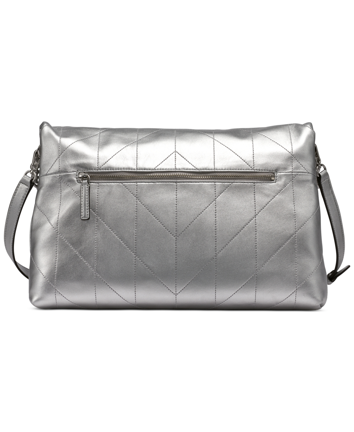 Karl Lagerfeld Lavande Large Leather Shoulder Bag In Metallic Silver