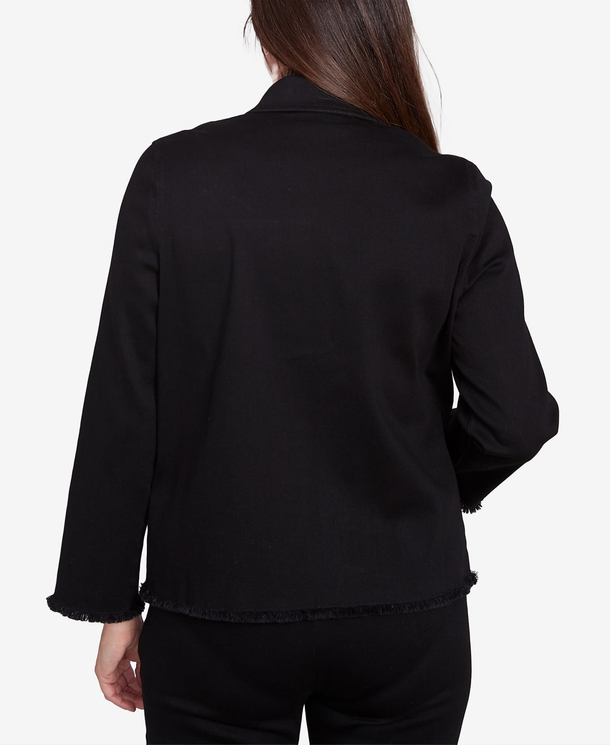 ALFRED DUNNER PETITE FLORAL EMBROIDERED DENIM JACKET 