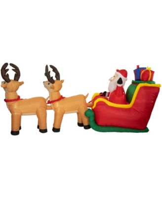 8' Inflatable Santa's Sleigh and Reindeer Outdoor Christmas Decoration