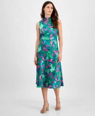 Tahari ASL - Women's Sleeveless Mock-Neck Midi Dress