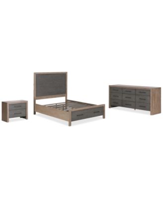 Portmore 3pc Full Storage Set (Panel Bed, Small Dresser & 1-Drawer Nightstand soft close drawers), Created for Macy's