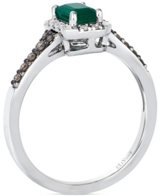 Emerald (1/3 ct. t.w.), Nude Diamond (1/20 ct. t.w.) & Chocolate Diamond (1/6 ct. t.w.) Ring in 14k White Gold