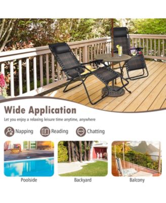 SUGIFT 2 Pieces Folding Patio Rattan Zero Gravity Lounge Chair