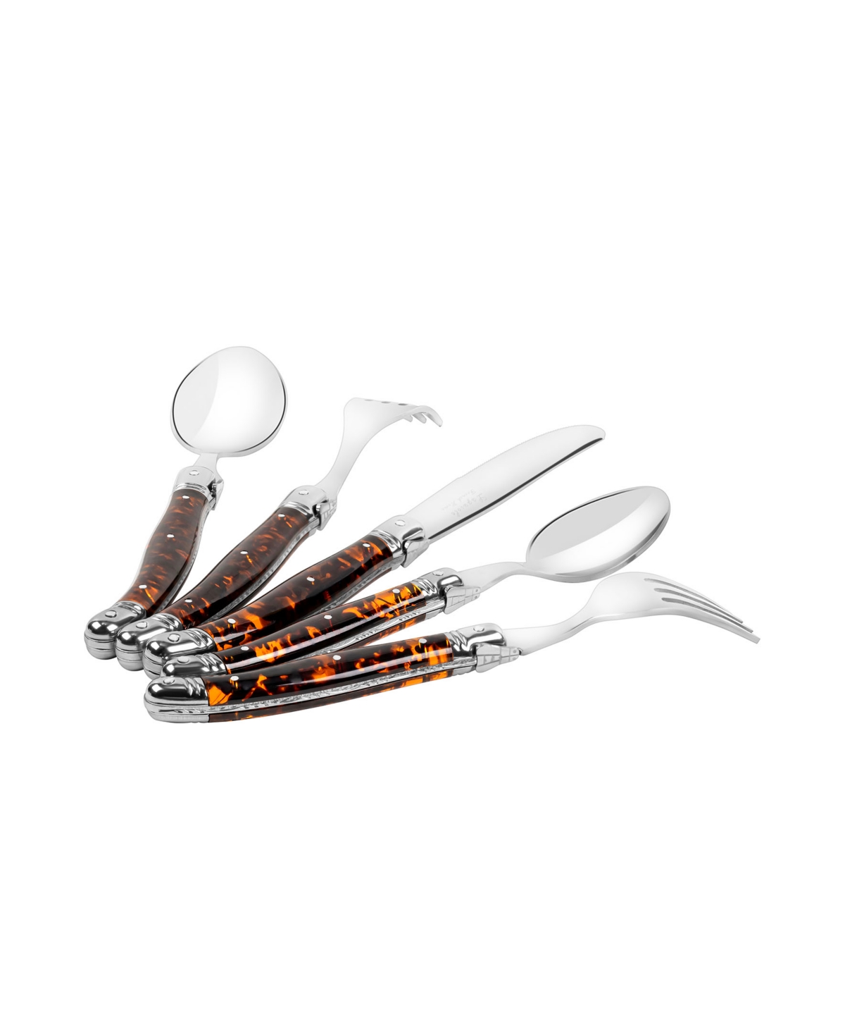 French Home Laguiole Connoisseur 20-piece Flatware Set With Tortoise Handles In Tortoise Shell
