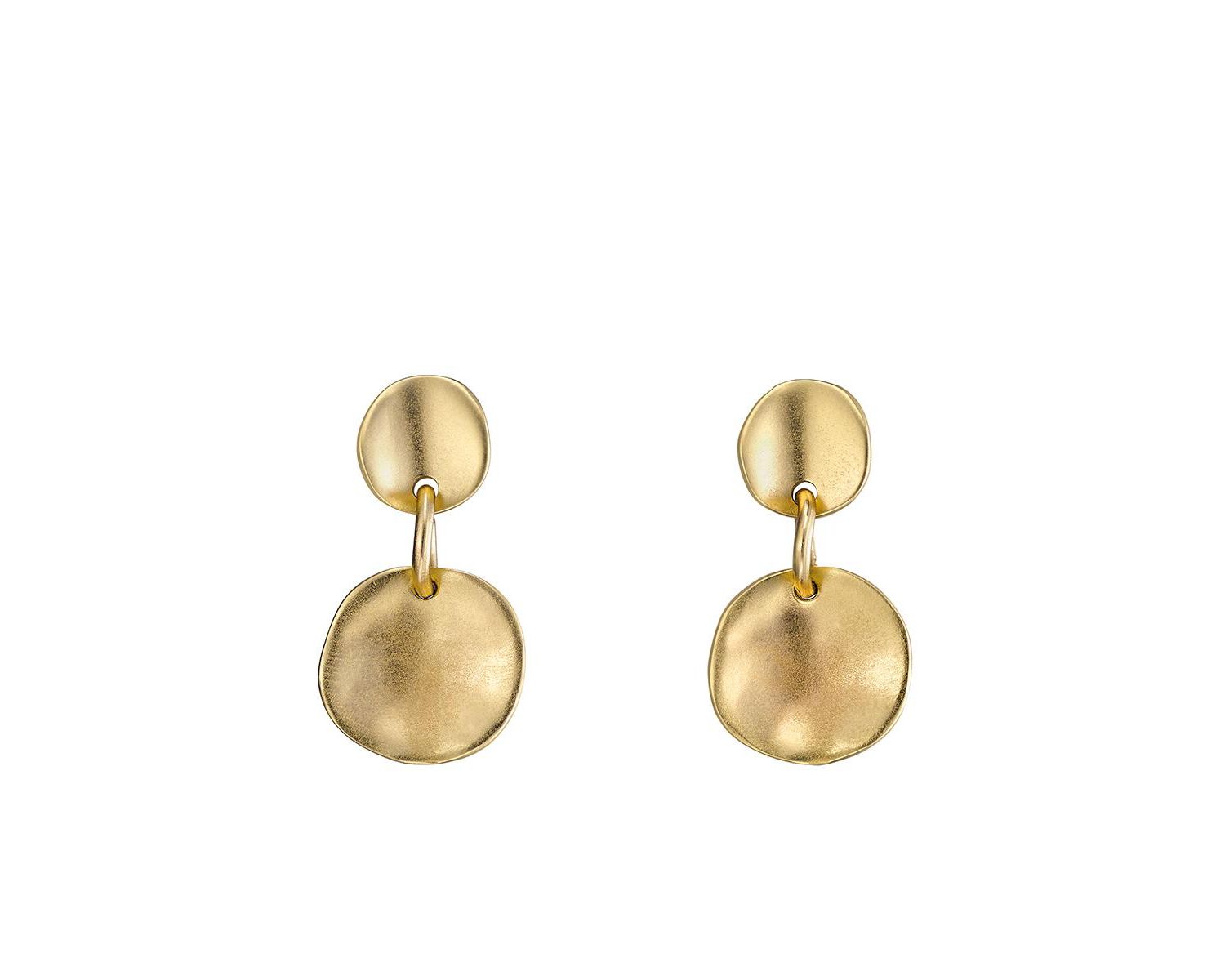 Metal Clad Two Uneven Round Earrings