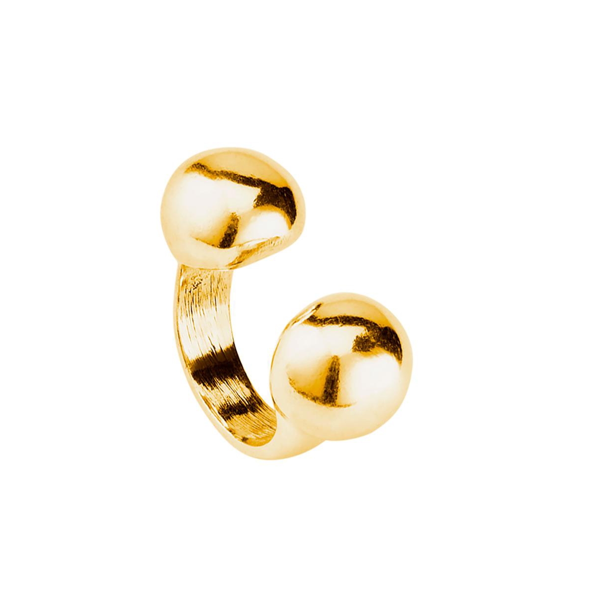 UNOde50 Open Center Two Balls Zen Clad Metal Ring - Gold