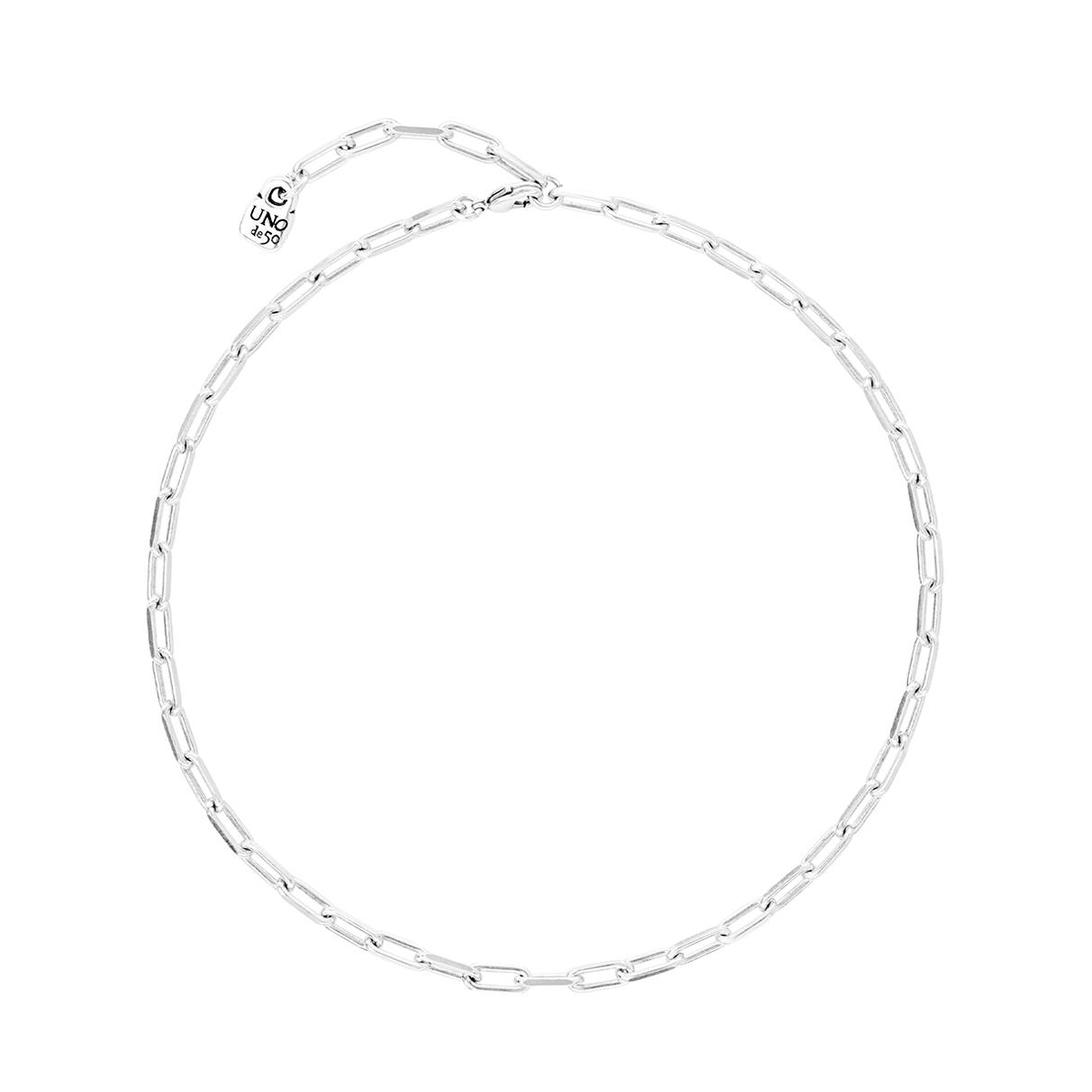 Unode50 Metal Alloy Short Elongated Links Chain In Silver