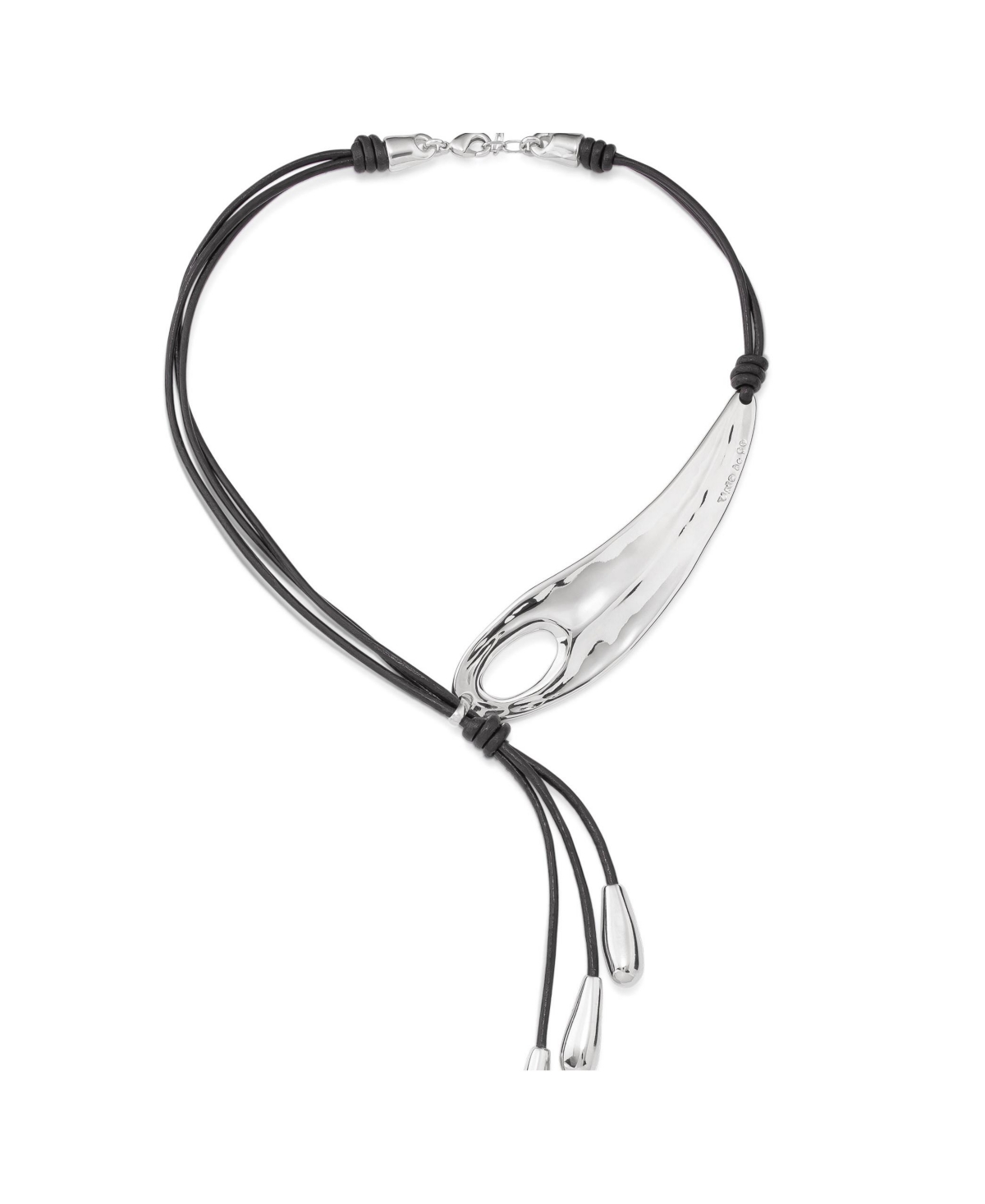 Unode50 18k Gold And Silver Short Adjustable Latigo Necklaces In Silver