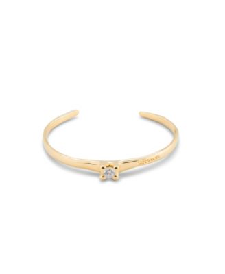 18k Gold-Plated White Cubic Zirconia Metal Alloy Rigid Bracelet