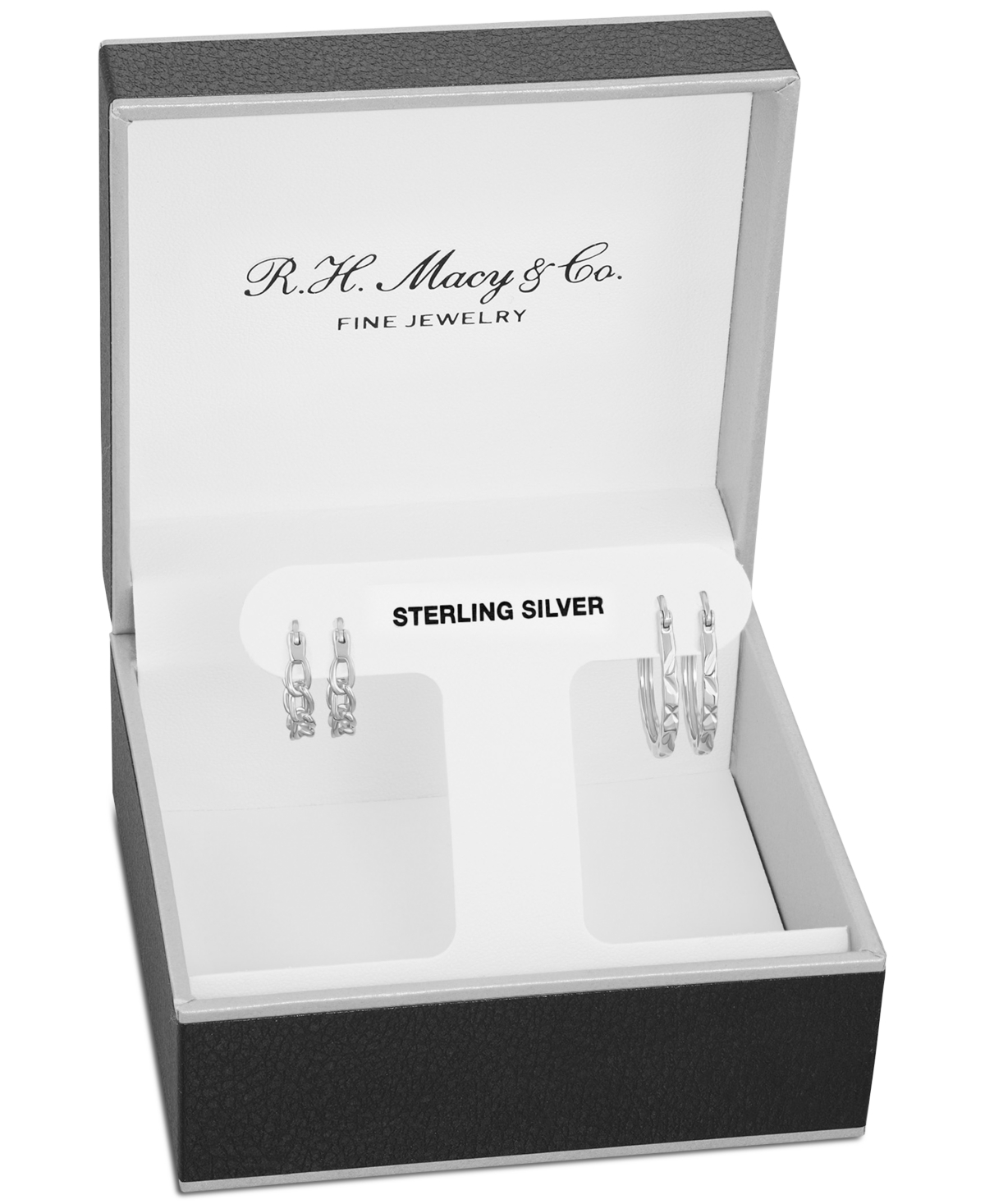 Macy's Polished Braided & Diamond-cut Hoop Earrings Set In 18k Gold Over Sterling Silver, Created For Macy' In Silver