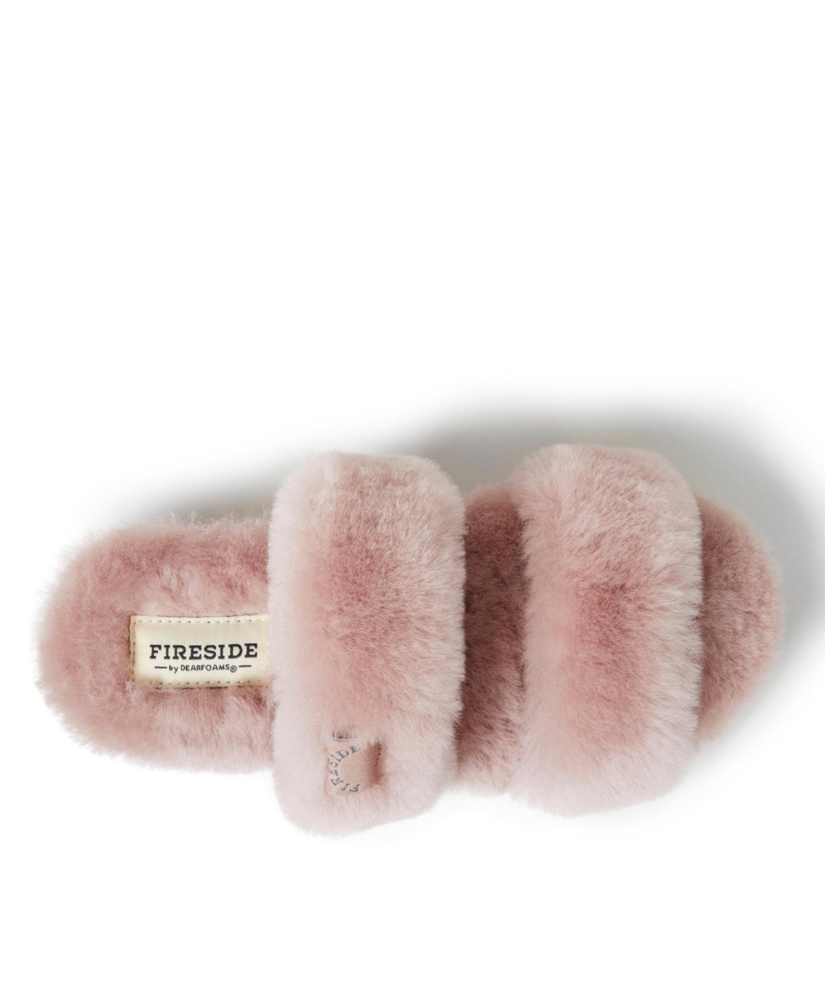 Dearfoams Women's Benalla Genuine Shearling Double Band Fuzzy Slide Slipper