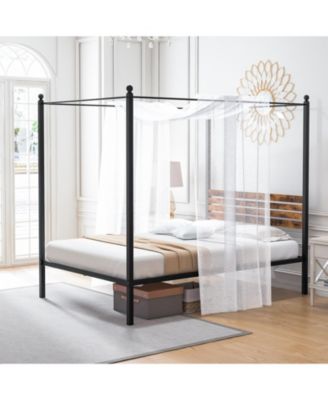 Full Canopy Bed Frame with Under Bed Storage