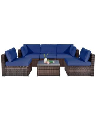 SUGIFT 6 Pieces Patio Rattan Furniture Set with Cushions