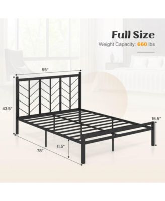 Full Size Platform Bed with Headboard 11.5" Under Bed Storage Easy Assembly
