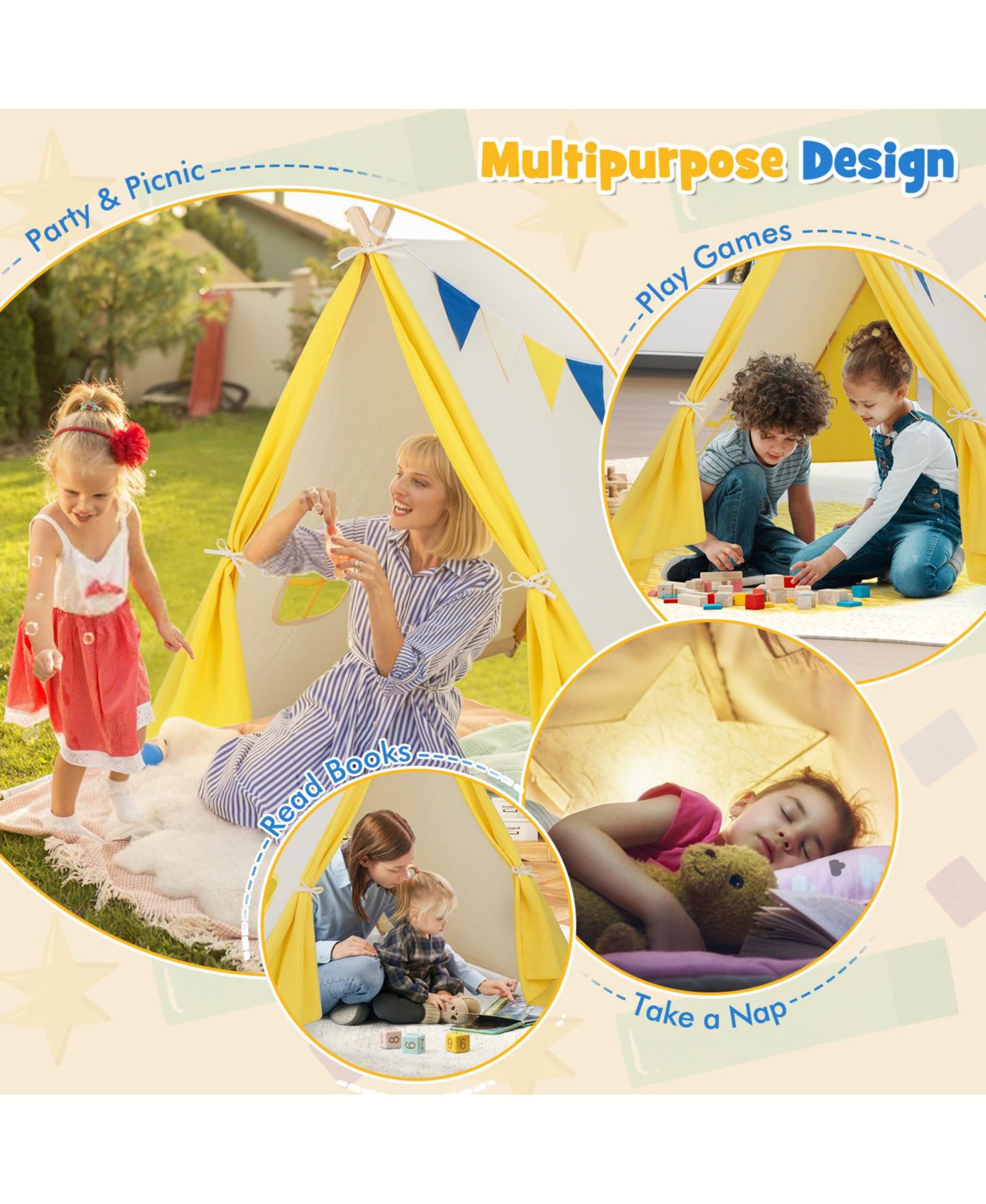 Детская игрушка SUGIFT Solid Wood A-Frame Play Tent, Ages 3+ — фото 4